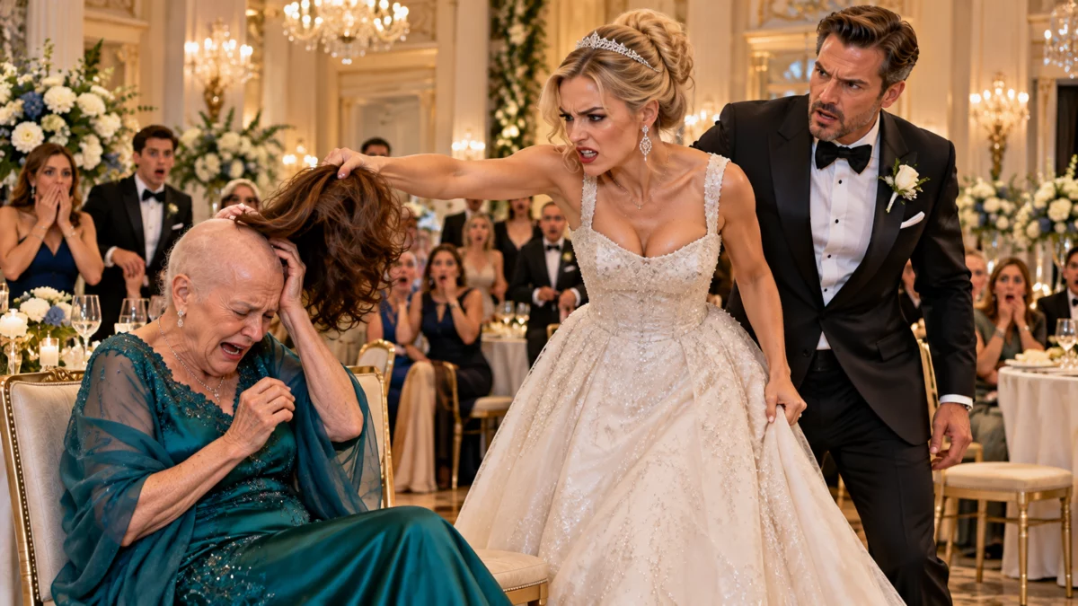 LA MARIÉE ARRACHE LA PERRUQUE D’UNE VIEILLE DAME… MAIS ELLE IGNORAIT QUE SON FILS REGARDAIT ! 