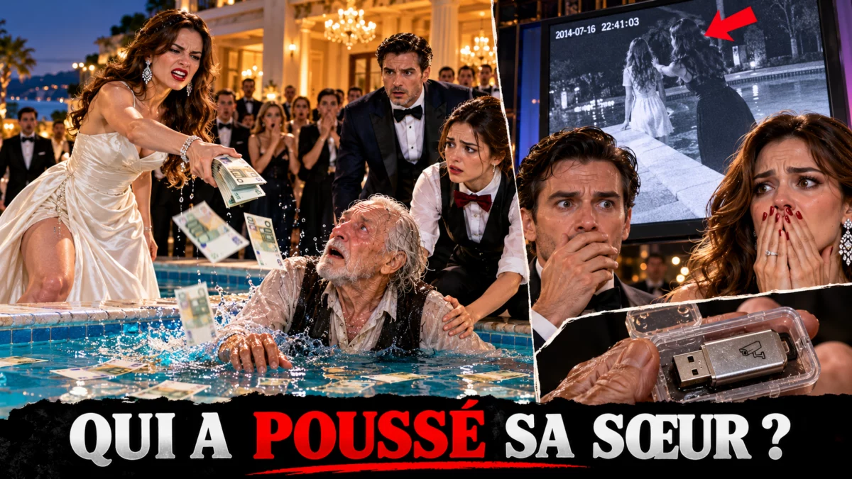 Elle jette un vieil homme pauvre dans la piscine et lui lance de l’argent… puis une vidéo secrète révèle la vérité sur la mort de sa future belle-sœur !