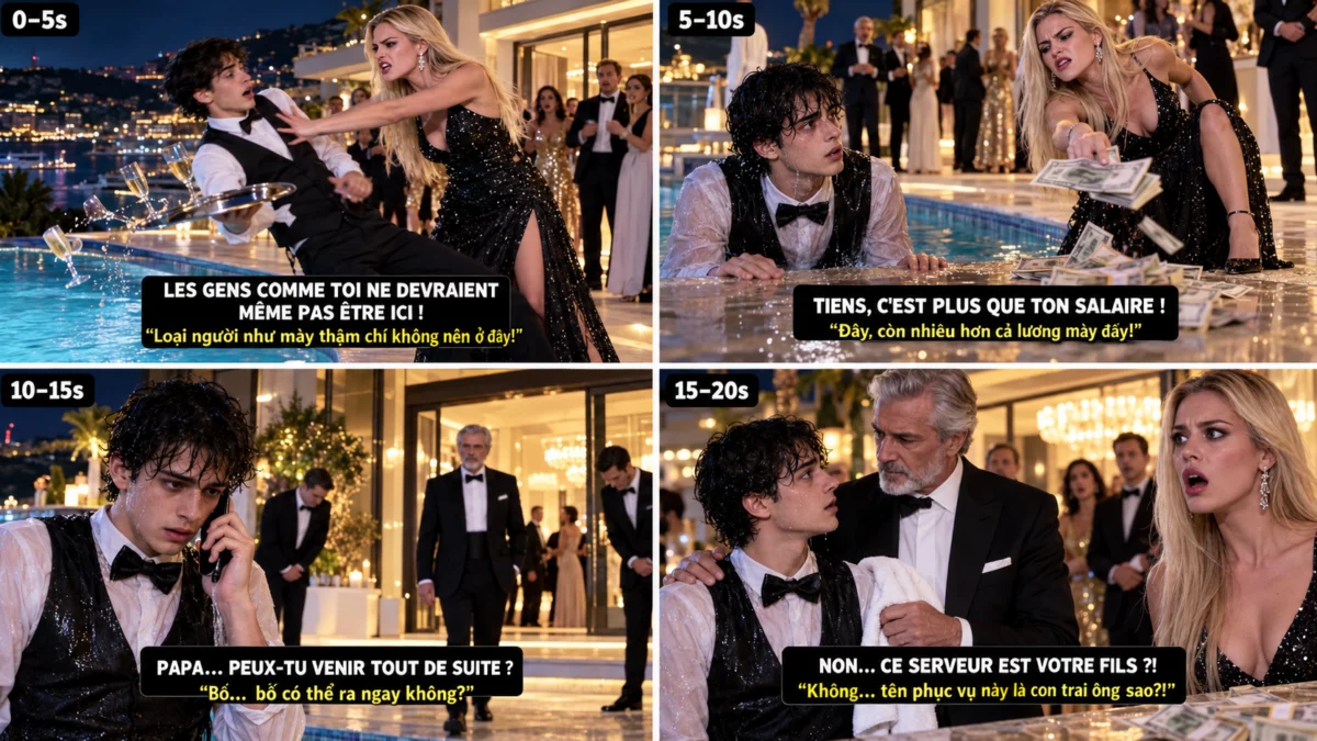 ELLE JETTE UN SERVEUR DANS LA PISCINE… MAIS ELLE VIENT D’HUMILIER LE FILS DU MILLIARDAIRE ! 